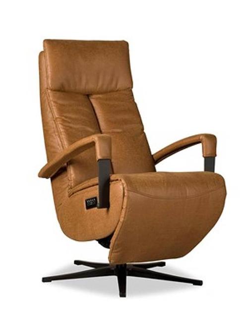 Relaxfauteuil Haaksbergen leder Cognac - Elektrisch + Accu, Huis en Inrichting, Fauteuils, 50 tot 75 cm, 75 tot 100 cm, Nieuw