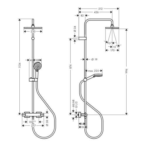 Regendouche set HansGrohe Vernis Shape Showerpipe 230 1 Jet, Doe-het-zelf en Verbouw, Sanitair, Ophalen of Verzenden