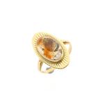 Gouden ring met mosagaat | Vintage (vintage ring, geelgoud), Gebruikt, Overige kleuren, Ophalen of Verzenden, Kleiner dan 17
