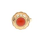 Gouden ring met bloedkoraal | Vintage/antiek (geelgoud), 18 tot 19, Gebruikt, Overige kleuren, Ophalen of Verzenden