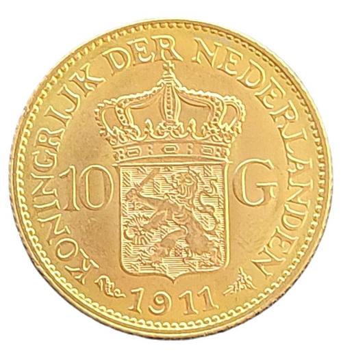 Gouden 10 gulden Wilhelmina 1911, Postzegels en Munten, Munten | Nederland, Losse munt, 10 gulden, Koningin Wilhelmina, Goud, Verzenden