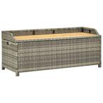 vidaXL Tuinopbergbank 120 cm poly rattan grijs, Verzenden, Nieuw, Rotan