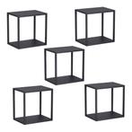 Wandplankenset Nostened 5-delig vierkant staal zwart [en.cas, Huis en Inrichting, Woonaccessoires | Wandplanken en Boekenplanken