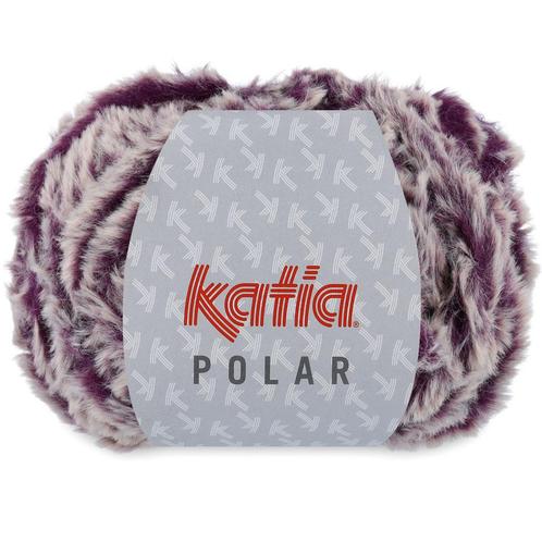 Katia Polar - 106 aubergine-wit - Polyester Garen, Hobby en Vrije tijd, Breien en Haken, Ophalen of Verzenden
