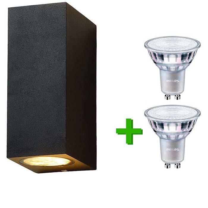 Buitenlamp zwart IP54 | Tuinverlichting incl. Philips spot, Tuin en Terras, Buitenverlichting, Wandlamp, Nieuw, Minder dan 50 watt
