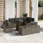 vidaXL 9-delige Loungeset met kussens poly rattan grijs, Verzenden, Nieuw, Rotan, Loungeset