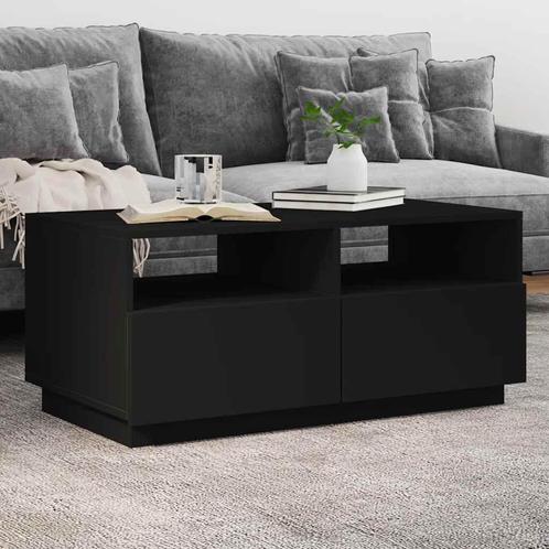 vidaXL Salontafel met LED-verlichting 90x49x40 cm zwart, Huis en Inrichting, Tafels | Salontafels, 50 tot 100 cm, Nieuw, Overige houtsoorten