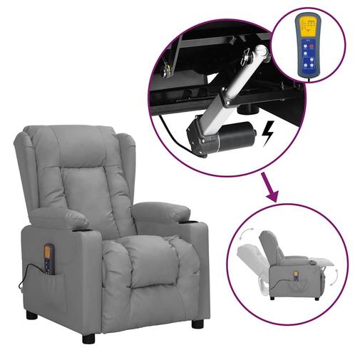 vidaXL Sta-op-massagestoel kunstleer grijs, Sport en Fitness, Massageproducten, Nieuw, Verzenden