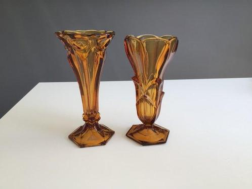 Vaas (2) - nr18716 nr 1708/21 - Glas - Stolzle/Rosice Art, Antiek en Kunst, Curiosa en Brocante