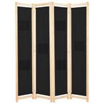 vidaXL Kamerscherm met 4 panelen 160x170x4 cm stof zwart, Huis en Inrichting, Woonaccessoires | Kamerschermen, Verzenden, Nieuw