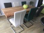 Set van 6 leren eetkamerstoelen - met sledepoot - diverse kl, Huis en Inrichting, Stoelen, Overige kleuren, Nieuw, Leer, Ophalen of Verzenden