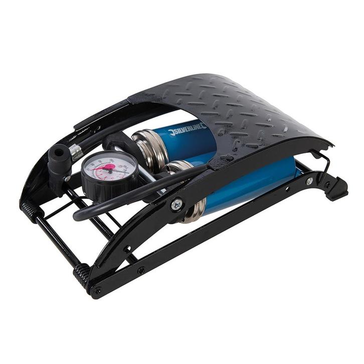 Silverline Voetpomp - staal en rubber - dubbele cilinder..., Fietsen en Brommers, Fietsaccessoires | Overige Fietsaccessoires