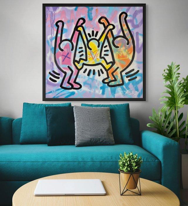 Hipo (1988) - Hipo X Keith Haring - Lets stick together, Antiek en Kunst, Kunst | Schilderijen | Modern