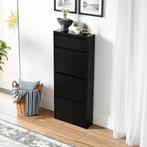 Schoenenkast Sokndal 4 kleppen zwart 118x50x15 cm [en.casa], Verzenden, Nieuw