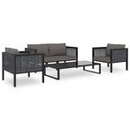 vidaXL 5-delige Loungeset met kussens poly rattan antraciet, Verzenden, Nieuw, Rotan, Loungeset