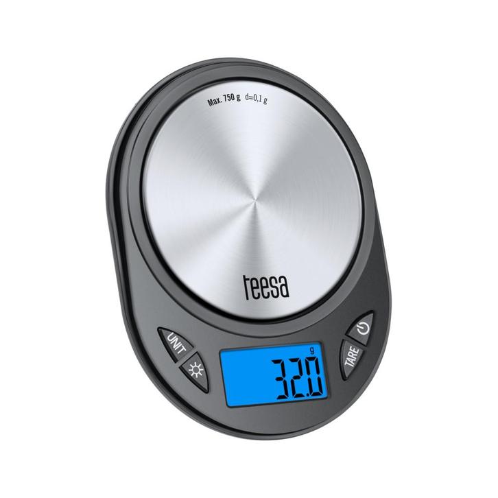 Teesa digitale precisieweegschaal RVS / zwart TSA0807, Witgoed en Apparatuur, Weegschalen, Ophalen of Verzenden