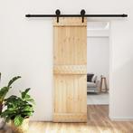 vidaXL Schuifdeur met beslag 70x210 cm massief grenenhout, Doe-het-zelf en Verbouw, Deuren en Horren, Verzenden, Nieuw