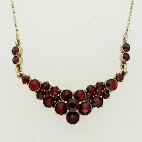 Halsketting - 8 karaat Geel goud - Granaat, Sieraden, Tassen en Uiterlijk, Kettingen