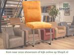 Leren eetkamerstoel Retro - Kenia Cognac (cognac) -, Huis en Inrichting, Stoelen, Bruin, Nieuw, Leer, Ophalen of Verzenden
