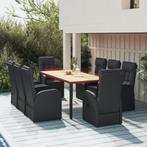 vidaXL 9-delige Tuinset poly rattan zwart, Tuin en Terras, Verzenden, Nieuw, Rotan, Tuinset