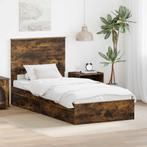 vidaXL Opslag bed met lade Gerookt eiken 100 x 200 cm, Huis en Inrichting, Verzenden, Nieuw, Bruin, Hout