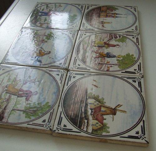 Tegel - Gekleurde Westraven-tegels. - 1850-1900, Antiek en Kunst, Antiek | Glas en Kristal