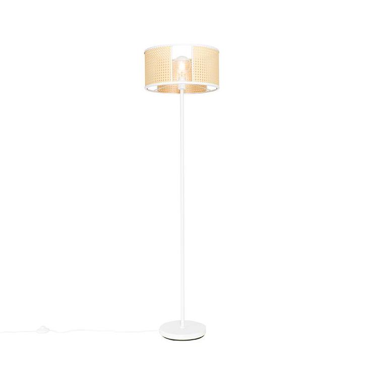 Oosterse vloerlamp wit met rotan 40 cm - Akira, Huis en Inrichting, Lampen | Vloerlampen, Nieuw, Overige materialen, 150 tot 200 cm