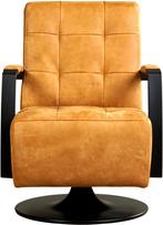 Cognac leren industriële draaifauteuil - staal zwart frame m, Huis en Inrichting, Fauteuils, Nieuw, Ophalen of Verzenden, Modern