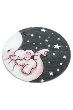 Rond Kindervloerkleed | Kids | Olifant | Roze | 160x160 cm, Verzenden, Nieuw