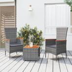 vidaXL 3-delige Loungeset poly rattan en massief acaciahout, 3 zitplaatsen, Nieuw, Loungeset, Verzenden