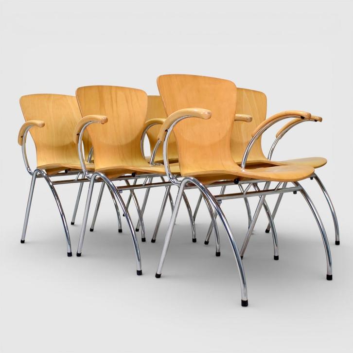 6x Vintage Kimball Bingo eetkamerstoelen, Huis en Inrichting, Stoelen