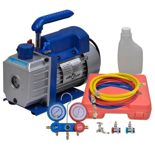 vidaXL Vacuümpomp 1-traps met 2-voudige manometerset, Witgoed en Apparatuur, Airco's, Nieuw, Verzenden