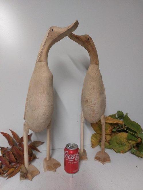 Beeld, set of 2 handmade wooden ducks 60 cm high - 60 cm -, Antiek en Kunst, Kunst | Designobjecten