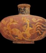 Oud Chinees - Polychrome keramische Bianhu-urn, Han-dynastie