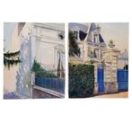 Jean Yves Herbin (XX) - Pareja de escenas urbanas (x2), Antiek en Kunst
