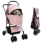 vidaXL Opvouwbare Huisdierenwagen Verstelbaar Roze 81 x 47 x, Verzenden, Nieuw