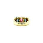 Gouden ring met toermalijn, maansteen en diamant 14 krt