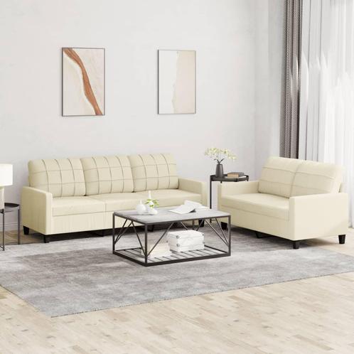 vidaXL 2-delige Loungeset met kussens kunstleer crème, Huis en Inrichting, Banken | Bankstellen, Nieuw, 150 tot 200 cm, Leer, Vierpersoons of meer