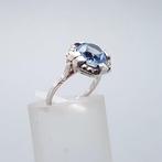 Zilver, Art Deco, Blauwe spinel (Getest) - Ring - +, Antiek en Kunst