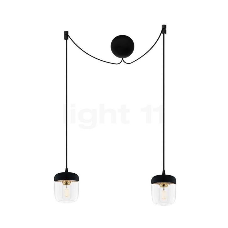 Umage Acorn Cannonball Hanglamp 2-lichts zwart, messing, Huis en Inrichting, Lampen | Hanglampen, Nieuw, Verzenden