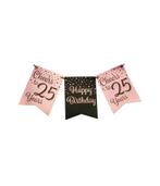 Banner 25 Jaar Roze Zwart 6m, Hobby en Vrije tijd, Feestartikelen, Verzenden, Nieuw