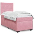 vidaXL Boxspring met matras fluweel roze 100x200 cm, Huis en Inrichting, Slaapkamer | Bedden, 100 cm, Eenpersoons, Verzenden, Nieuw