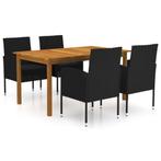 vidaXL 5-delige Tuinset zwart, Tuin en Terras, 4 zitplaatsen, Nieuw, Tuinset, Verzenden