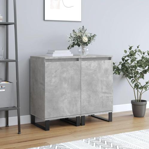 vidaXL Dressoirs 2 st 40x35x70 cm bewerkt hout betongrijs, Huis en Inrichting, Kasten | Dressoirs, 25 tot 50 cm, Nieuw, Minder dan 50 cm
