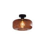 Retro plafondlamp zwart met brons glas - Bizle, Huis en Inrichting, Lampen | Plafondlampen, Nieuw, Glas, Retro