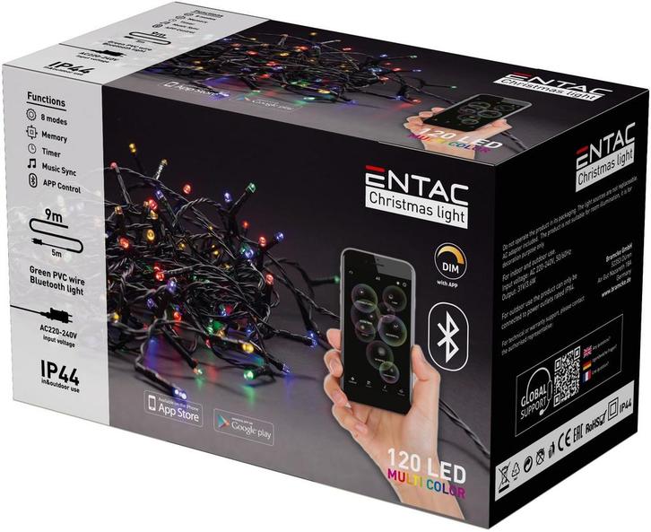 Entac Smart LED Lichtsnoer Kerst 9m - Bestuurbaar met App en, Diversen, Kerst, Nieuw, Verzenden