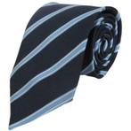 Donkerblauwe stropdas met lichtblauwe strepen, Nieuw, Met patroon, Blauw, Losse Blouse Kraagjes