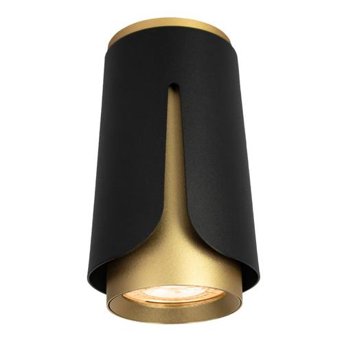 Opbouwspot Ø53mm | Tulip | Zwart/ Goud | GU10 fitting, Huis en Inrichting, Lampen | Spots, Metaal of Aluminium, Ophalen of Verzenden