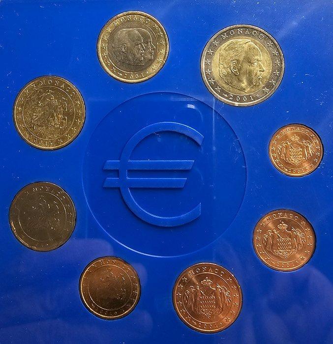 Monaco. 1 Cent to 2 Euro 2001 Euroset containing 8 coins, Postzegels en Munten, Munten | Europa | Euromunten