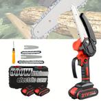 Mini kettingzaag - Elektrische snoeischaar - Met accu - Rood, Verzenden, Zo goed als nieuw